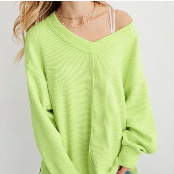aerie Tops - Aerie Wonder Textured V-Neck Sweatshirt